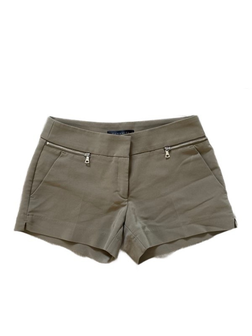Dynamite Women's Olive Green Front Zip Shorts